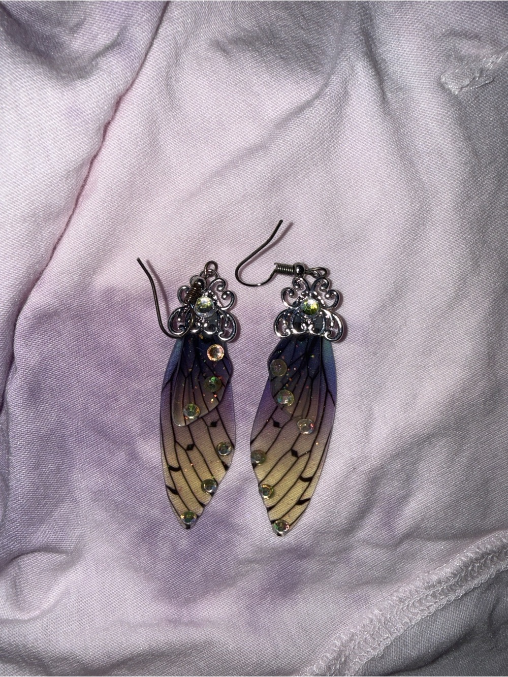 Delicate Purple Ombre Fairy Wing Dangle Earrings
